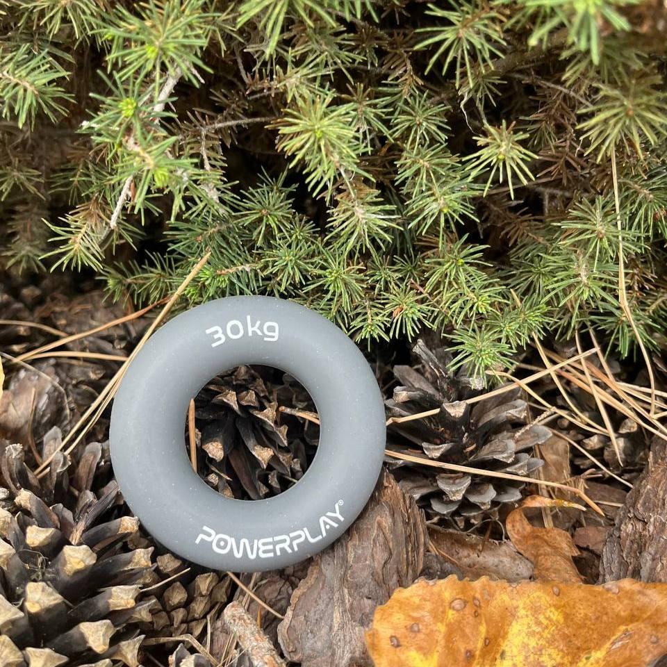 Еспандер кистьовий силіконовий PowerPlay PP-4324 Hand Grip Ring X-Hard 30 кг. Сірий — фото 7