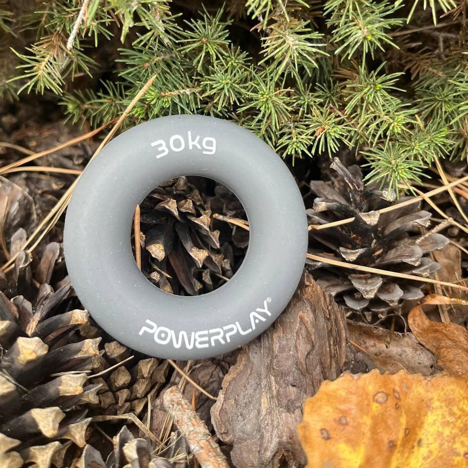 Еспандер кистьовий силіконовий PowerPlay PP-4324 Hand Grip Ring X-Hard 30 кг. Сірий — фото 9