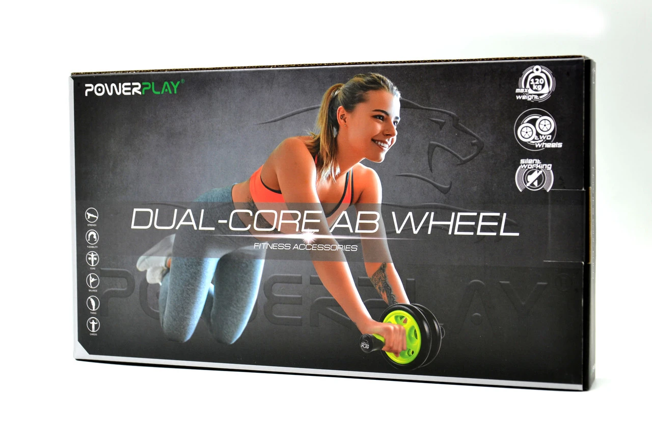 Колесо для преса подвійне PowerPlay 4327 Dual-Core Ab Wheel  Чорно-зелене — фото 11