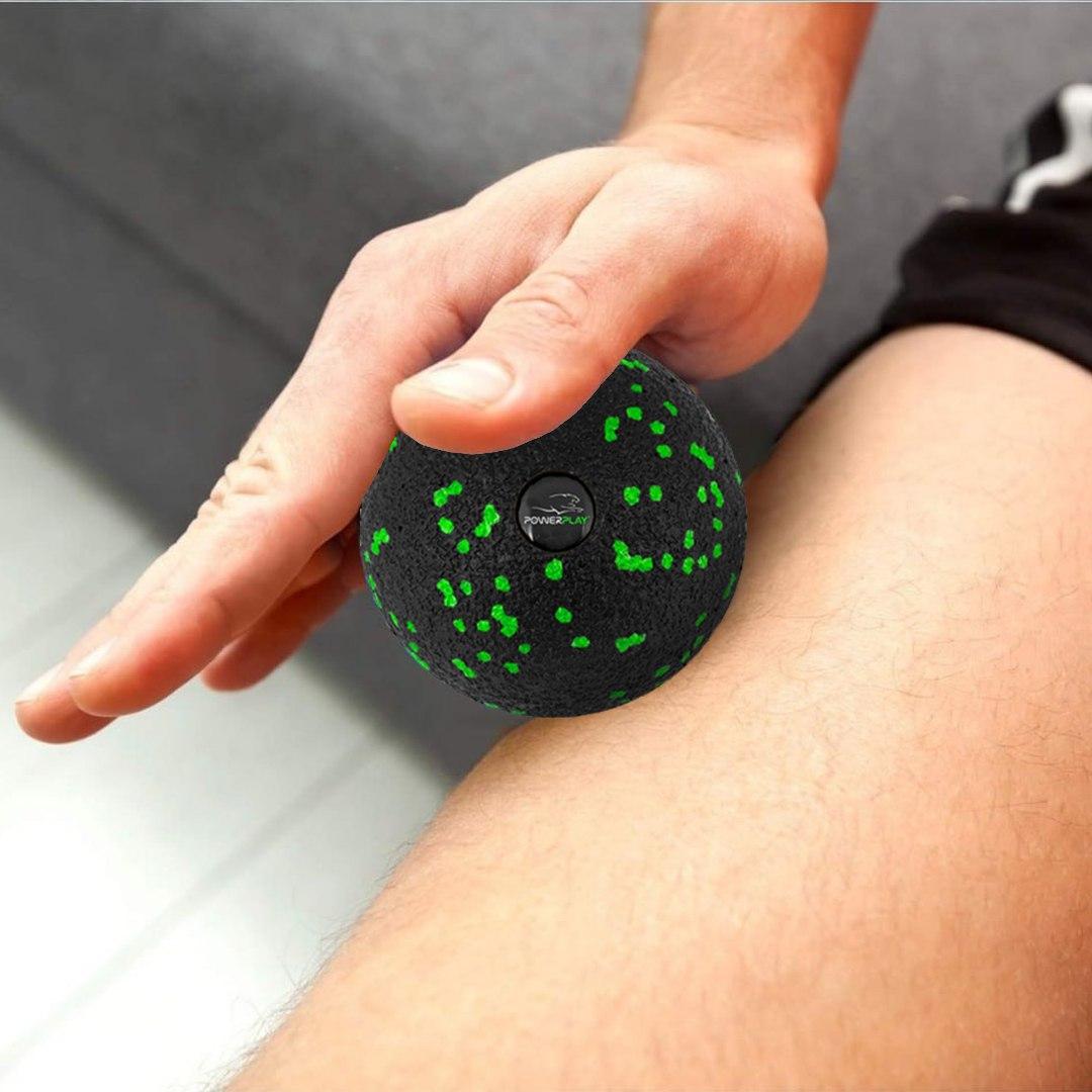 Масажний м'яч PowerPlay PP-4351 Epp Massage Ball (d10) Чорно/Зелений — фото 5