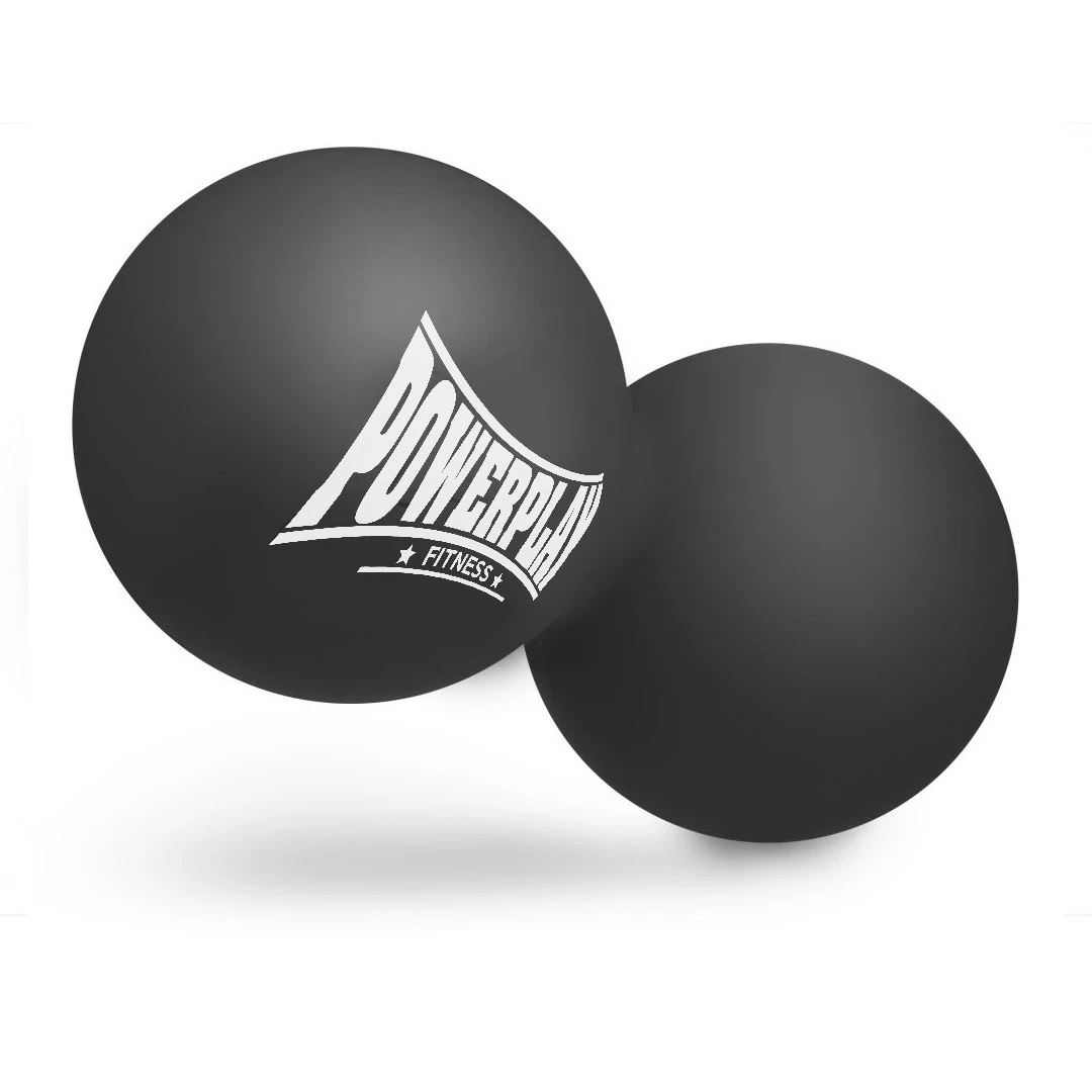 Масажний силіконовий подвійний м'яч PowerPlay PP-4355 Silicone Lacrosse Peanut Ball (6.3*12.6см.) Чорний — фото 3