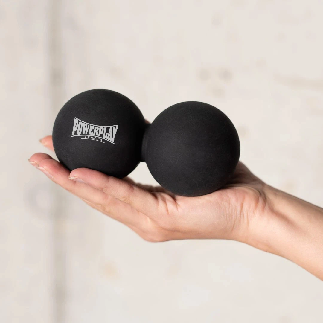Масажний силіконовий подвійний м'яч PowerPlay PP-4355 Silicone Lacrosse Peanut Ball (6.3*12.6см.) Чорний — фото 4