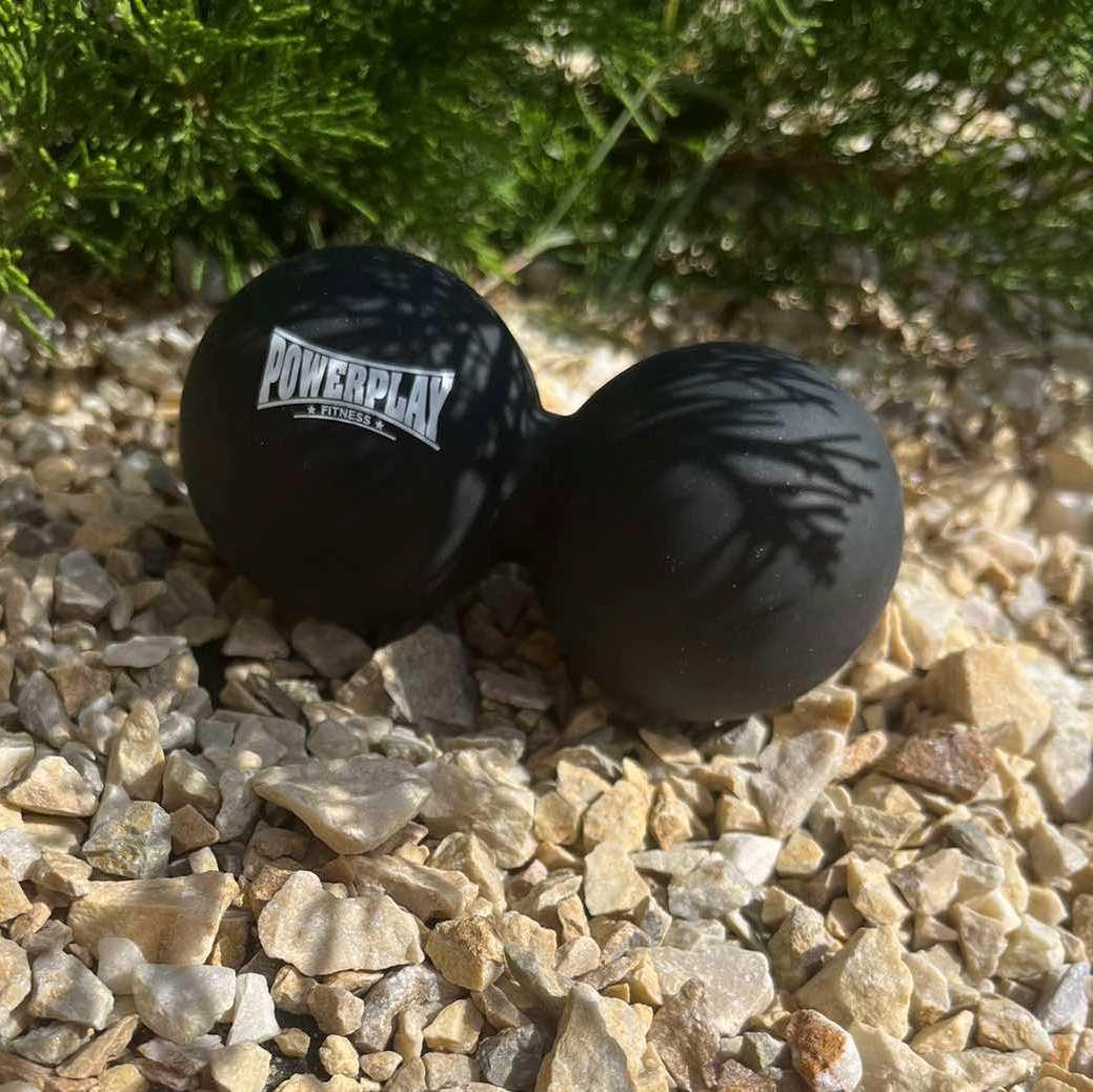Масажний силіконовий подвійний м'яч PowerPlay PP-4355 Silicone Lacrosse Peanut Ball (6.3*12.6см.) Чорний — фото 5