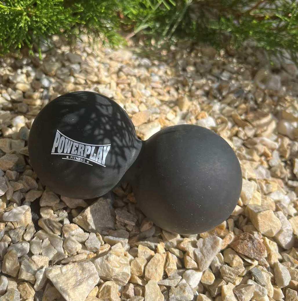 Масажний силіконовий подвійний м'яч PowerPlay PP-4355 Silicone Lacrosse Peanut Ball (6.3*12.6см.) Чорний — фото 6