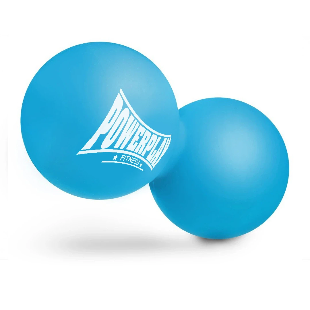 Масажний силіконовий подвійний м'яч PowerPlay PP-4355 Silicone Lacrosse Peanut Ball (6.3*12.6см.) Синій — фото 3