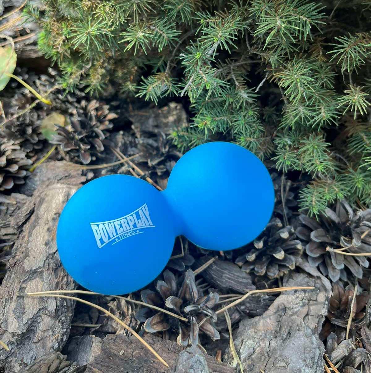 Масажний силіконовий подвійний м'яч PowerPlay PP-4355 Silicone Lacrosse Peanut Ball (6.3*12.6см.) Синій — фото 5