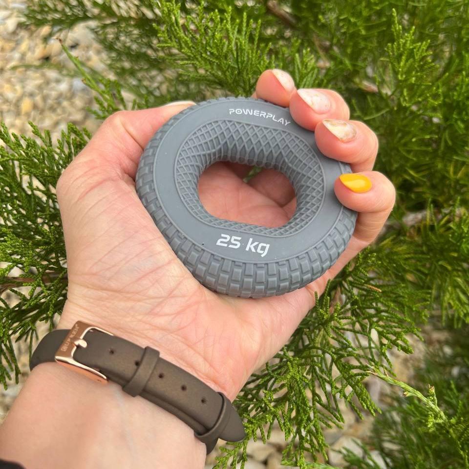 Еспандер кистьовий силіконовий PowerPlay PP-4333 Hand Grip Large 25 кг. Сірий — фото 5