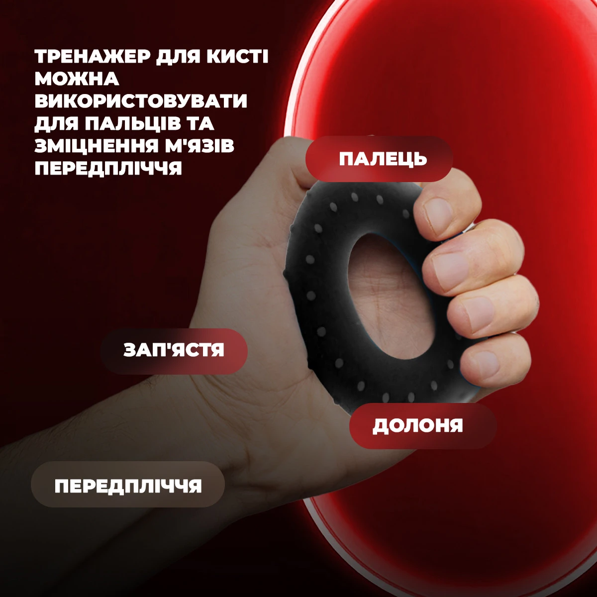 Еспандер кистьовий силіконовий PowerPlay PP-4338 Hand Grip Hard 30 кг. Чорний — фото 8