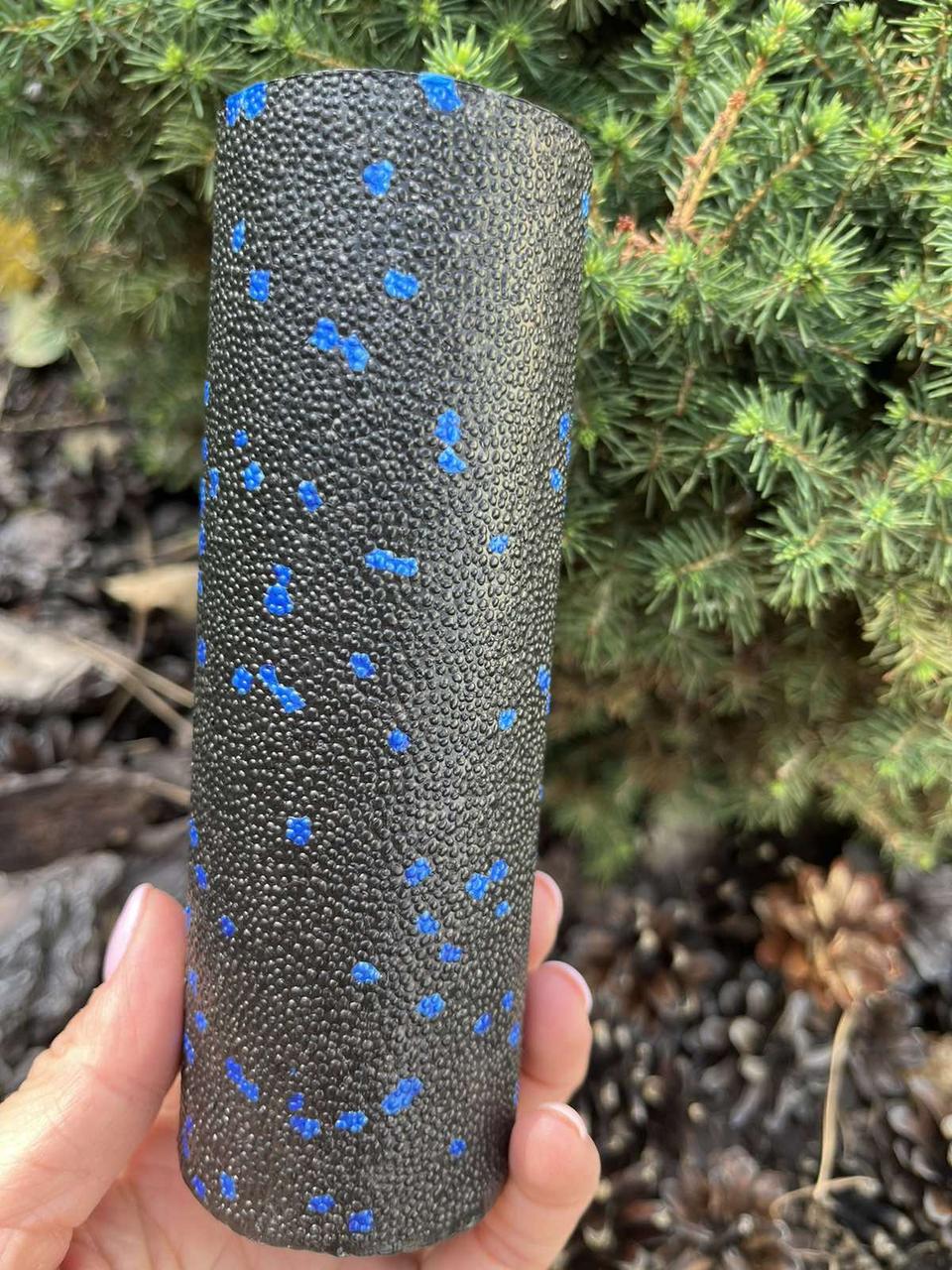 Масажний ролик (роллер) гладкий PowerPlay PP-4346 Mini EPP Foam Roller Чорно/Синій (15x5,3см.) — фото 5
