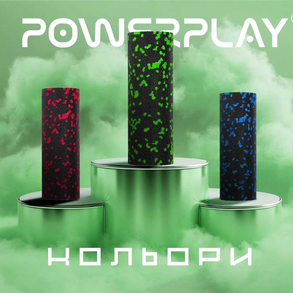 Масажний ролик (роллер) гладкий PowerPlay PP-4346 Mini EPP Foam Roller Чорно/Зелений (15x5,3см.) — фото 11