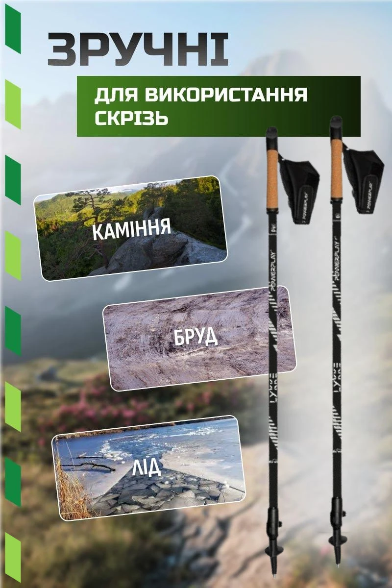 Палиці для скандинавської ходьби PowerPlay 9104 Lykke Black/White 80-135 см (пара) — фото 5
