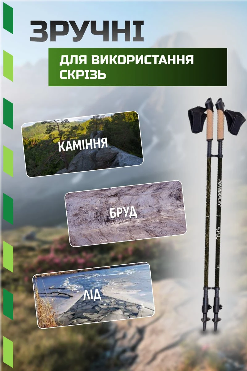 Палиці для скандинавської ходьби PowerPlay 9105 Sisu Black/Gold 80-135 см (пара) — фото 5
