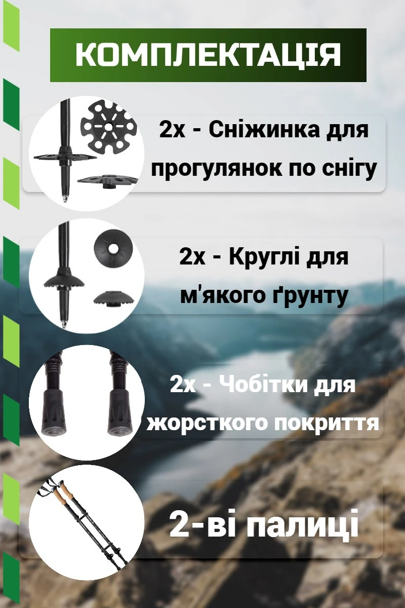Трекінгові палиці PowerPlay 9107 Friluftsliv Black/White 80-135 см (пара) — фото 6
