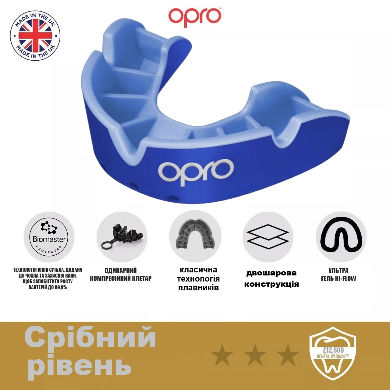 Капа OPRO Silver доросла (вік 11+) Dark Blue/Blue (art.102502002) — фото 5