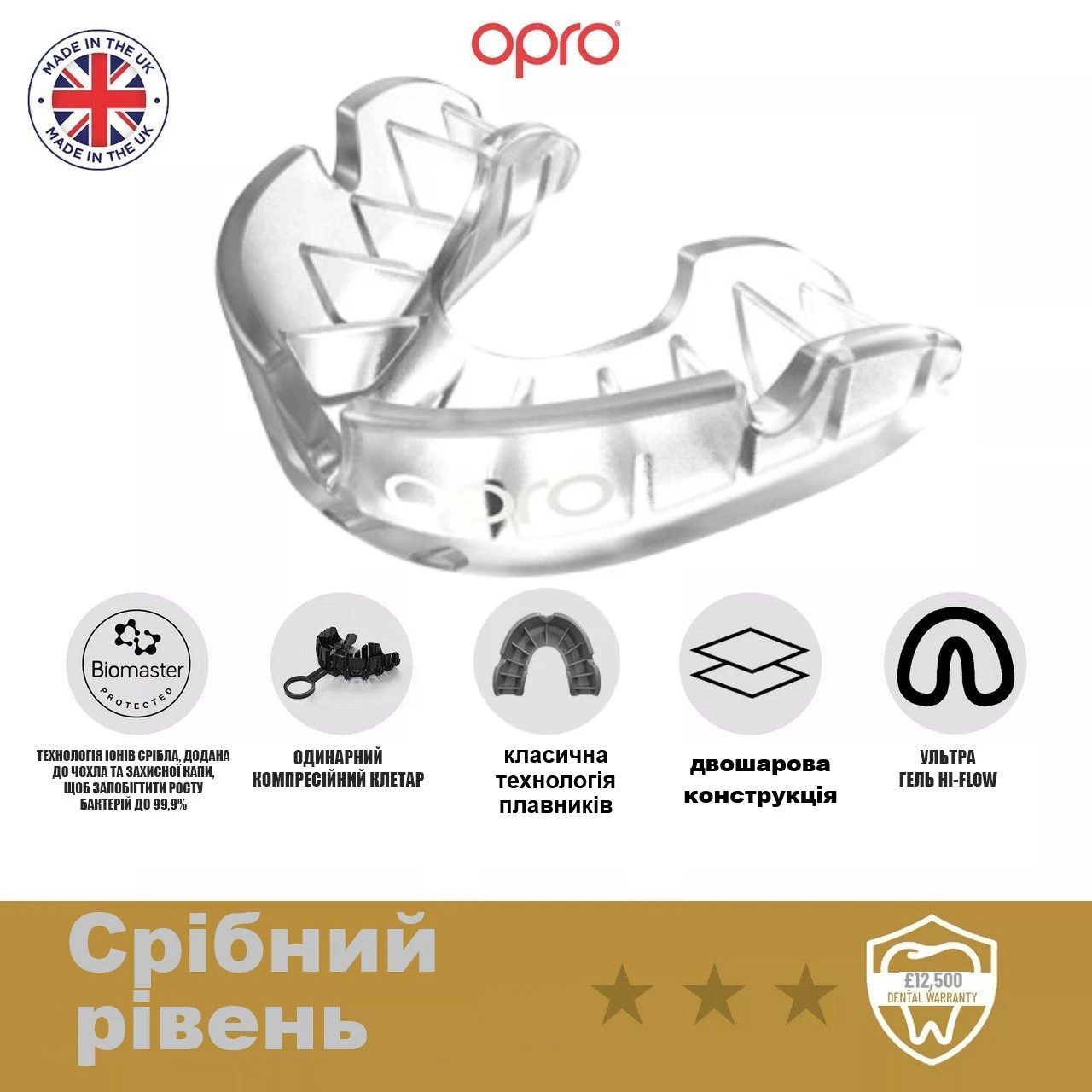 Капа OPRO Silver доросла (вік 11+) Clear (art.102502006) — фото 5