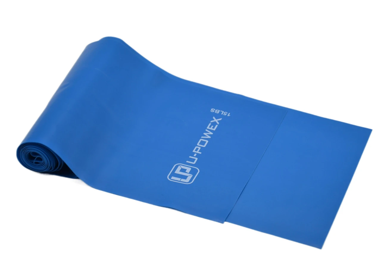 Стрічка-еспандер для фітнесу та реабілітації U-POWEX Fitness band 0.4мм. (6.8 кг) Blue — фото 2
