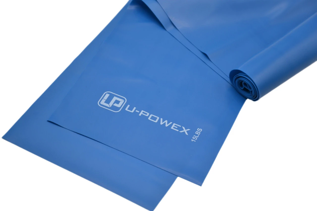 Стрічка-еспандер для фітнесу та реабілітації U-POWEX Fitness band 0.4мм. (6.8 кг) Blue — фото 6