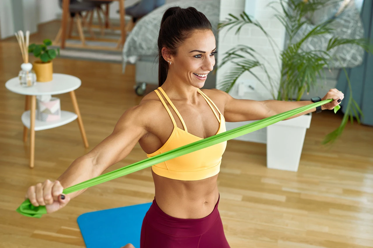Стрічка-еспандер для фітнесу та реабілітації U-POWEX Fitness band 0.5мм. (9.1 кг) Green — фото 5