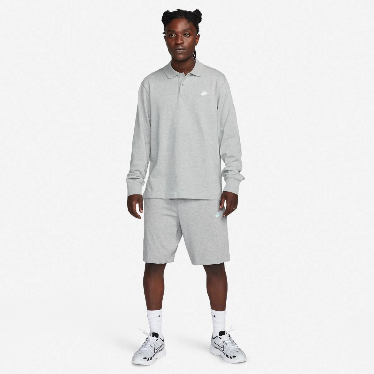 Кофта Nike Club Longsleeve-Polo Grey — фото 3