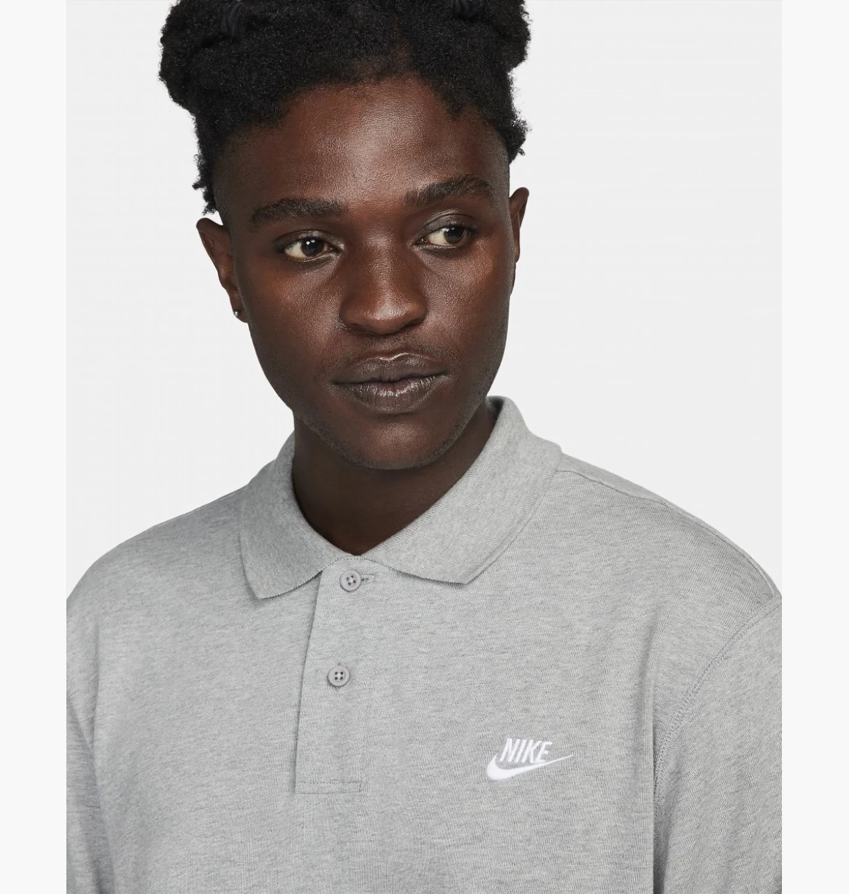Кофта Nike Club Longsleeve-Polo Grey — фото 4