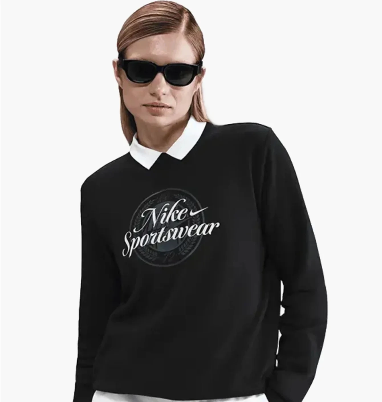 Кофта жіночі Nike Sportswear Club Fleece Graphic Crew Black (HV2342-010) — фото 1