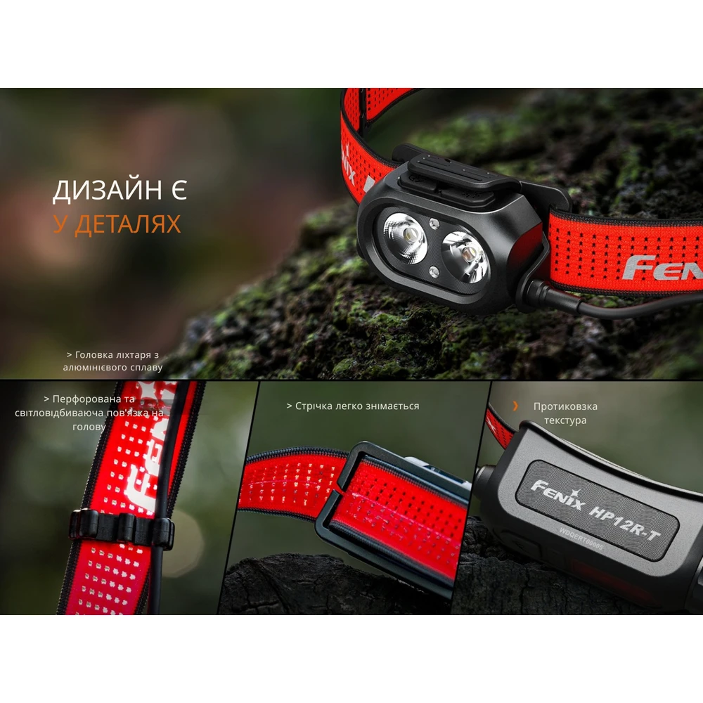 Ліхтар налобний Fenix HP12R-TRd червоний — фото 14