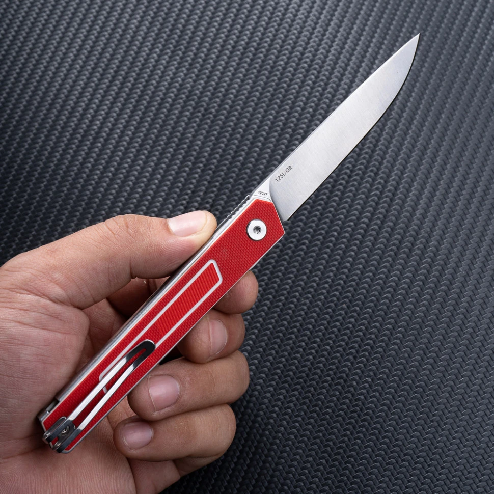 Ніж складаний туристичний SRM Swift 125L-GR (8 см) 12C27 / G10 червоний — фото 8