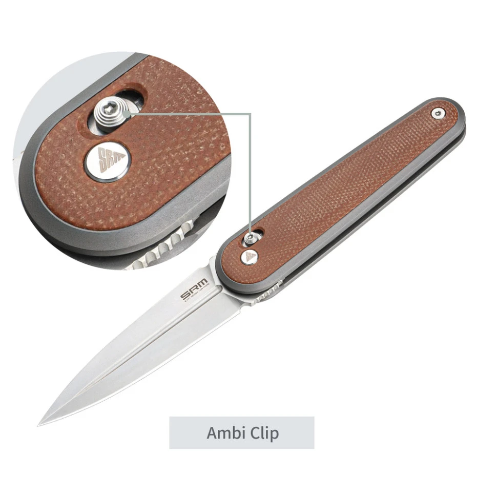 Ніж складаний кишеньковий SRM Twin 251MB-MN (7.6 см) N690 / Micarta коричневий — фото 11