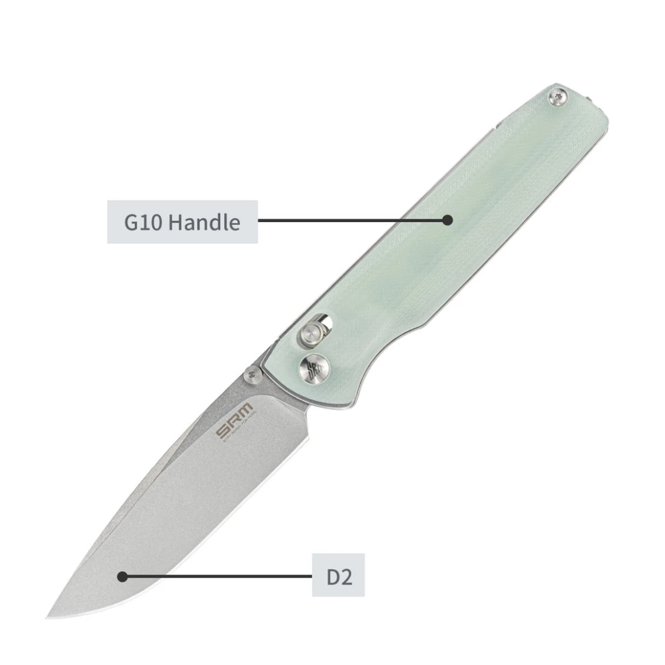 Ніж складаний туристичний SRM Terrier 258L-GC (9.3 см) D2 / G10 біло-зелений — фото 11
