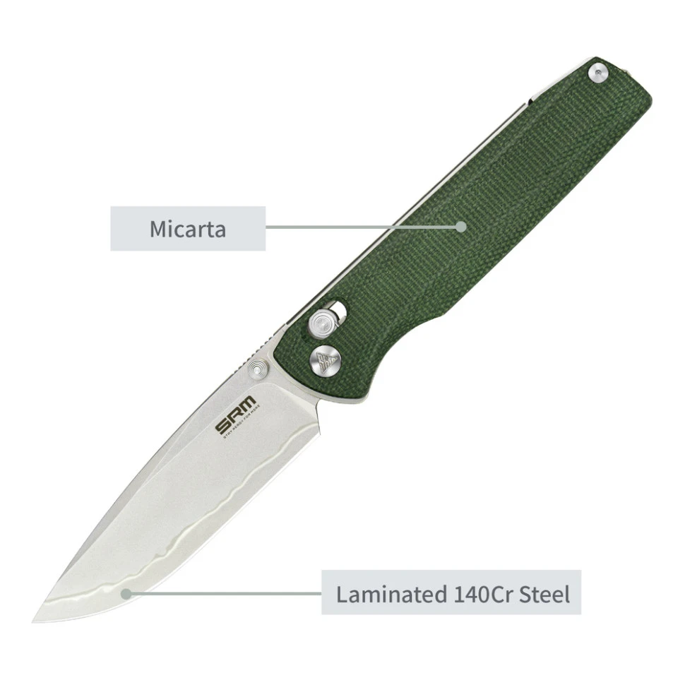 Ніж складаний туристичний SRM Terrier 258L-MG2 (9.3 см) 140Cr / Micarta зелений — фото 11