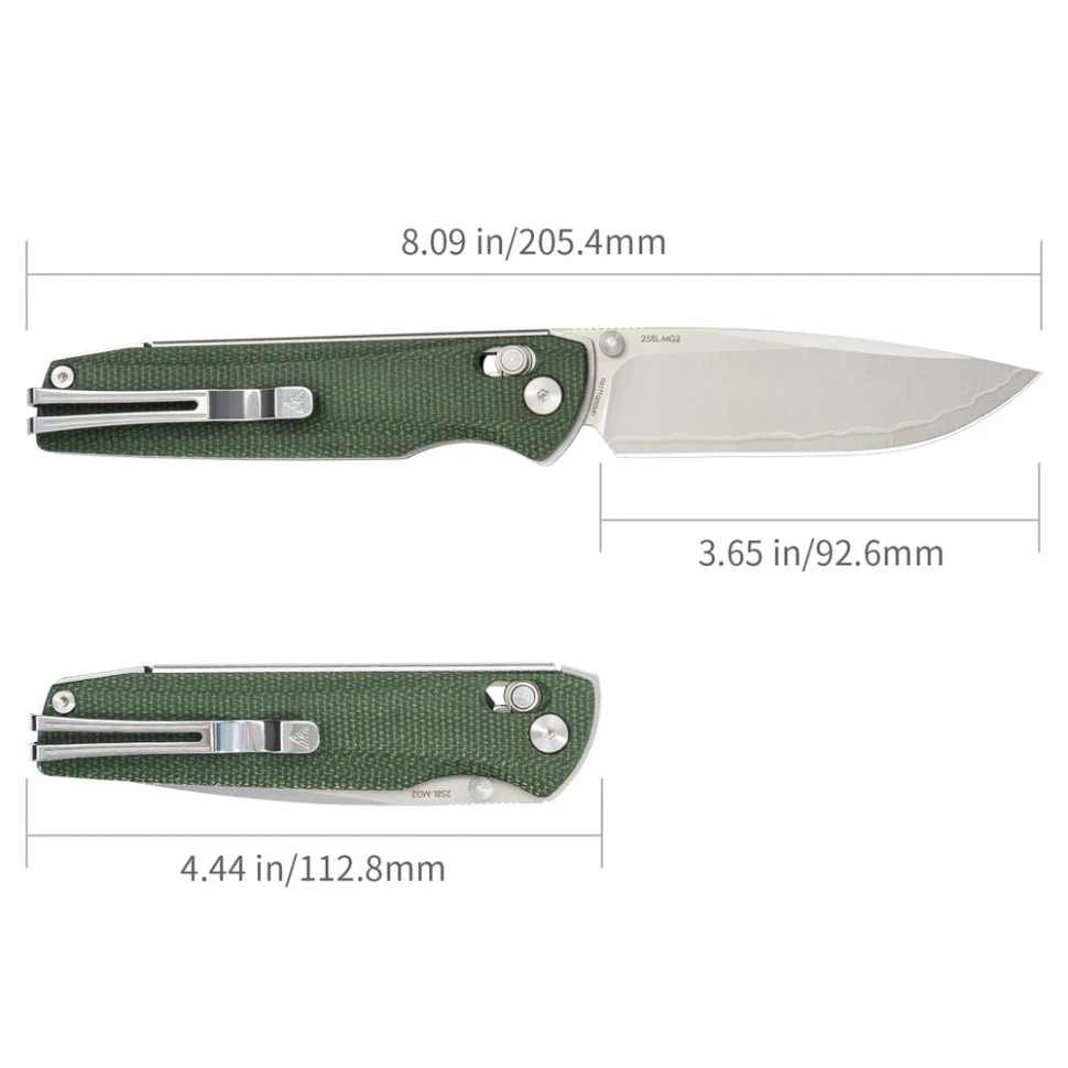 Ніж складаний туристичний SRM Terrier 258L-MG2 (9.3 см) 140Cr / Micarta зелений — фото 13