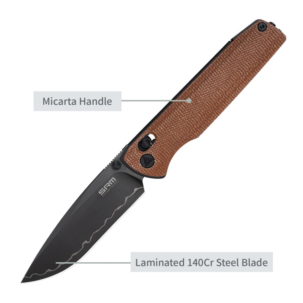 Ніж складаний туристичний SRM Terrier 258L-MN2 (9.3 см) 140Cr / Micarta коричневий — фото 10