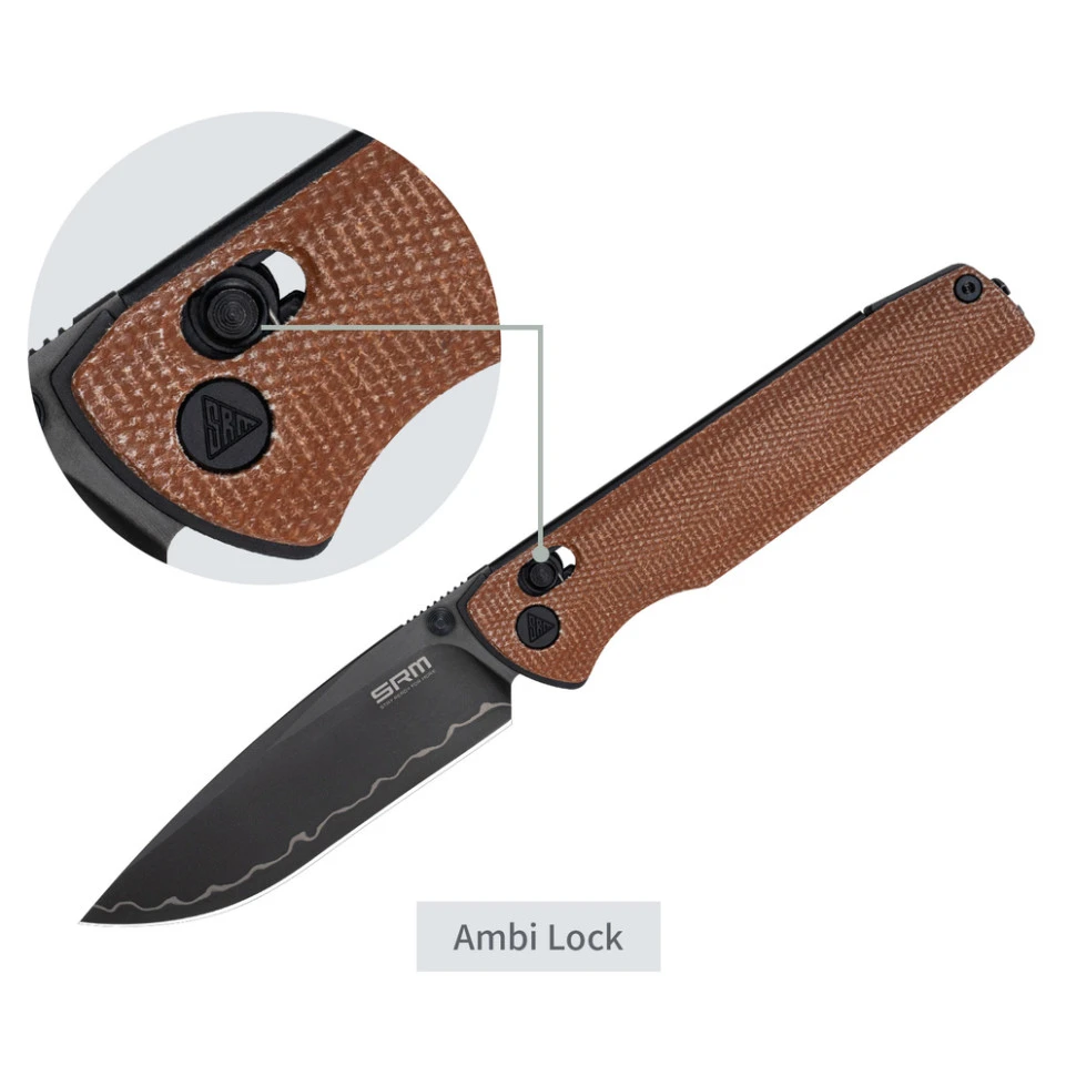 Ніж складаний туристичний SRM Terrier 258L-MN2 (9.3 см) 140Cr / Micarta коричневий — фото 12