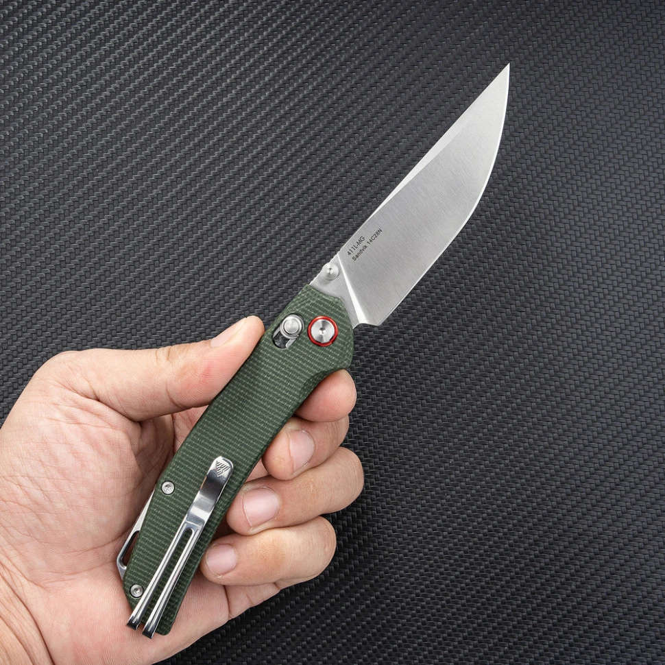 Ніж складаний туристичний SRM Asika 411L-MG (8.8 см) 14C28N / Micarta зелений — фото 6