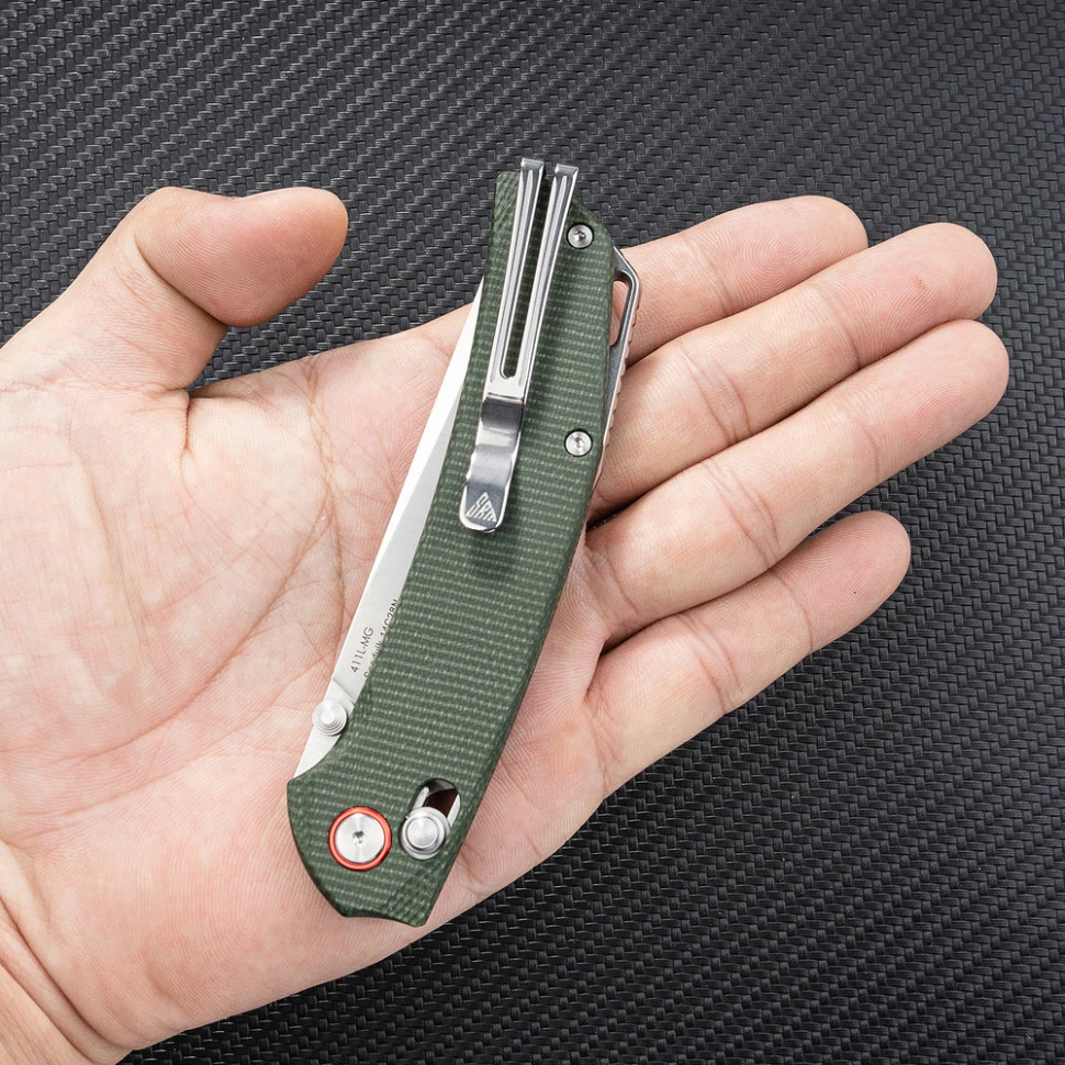 Ніж складаний туристичний SRM Asika 411L-MG (8.8 см) 14C28N / Micarta зелений — фото 7