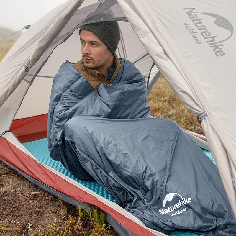 Спальник надлегкий Naturehike Ultralight LW180 NH21MSD09 лівий, (15°C), p-p XL, сіро-синій — фото 5