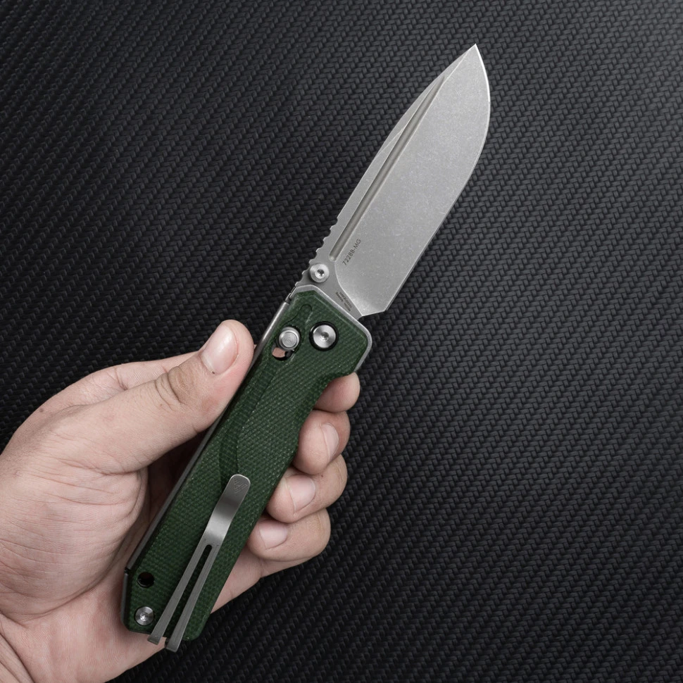 Ніж складаний туристичний SRM Rubik 7228B-MG (8.7 см) 14C28N / Micarta зелений — фото 7