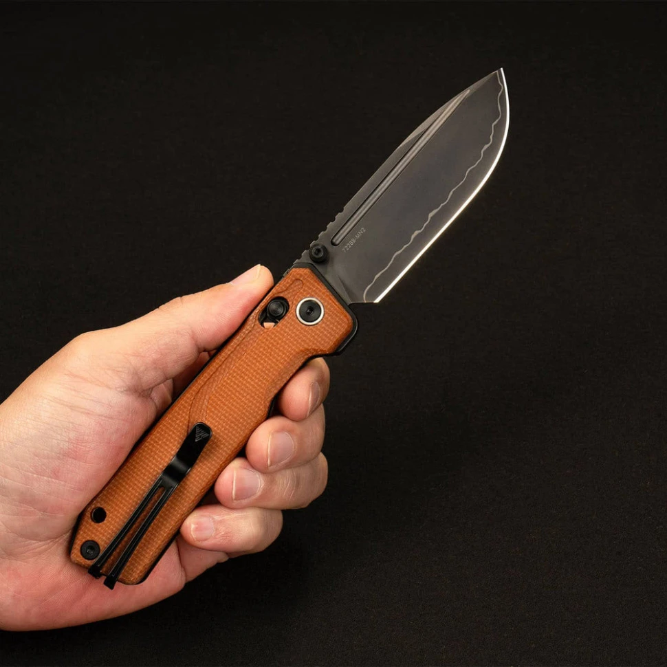 Ніж складаний туристичний SRM Rubik 7228B-MN2 (8.7 см) 140Cr / Micarta коричневий — фото 8