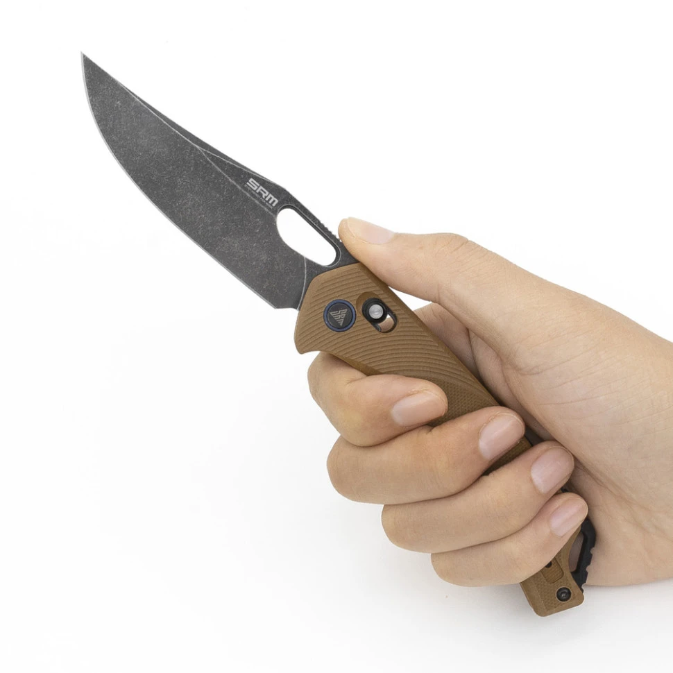 Ніж складаний туристичний SRM Retriever 9201-GW (9 см) D2 / G10 коричневий — фото 6