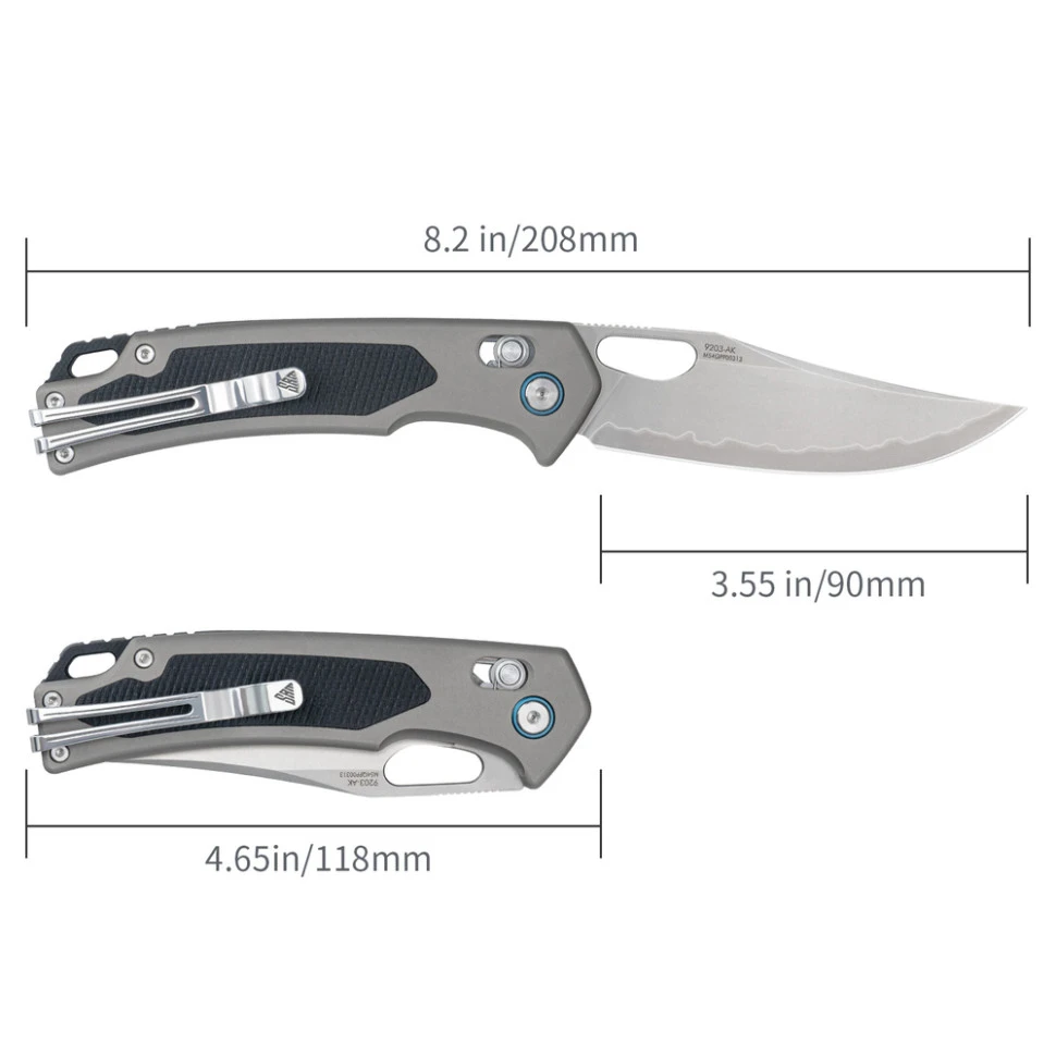Ніж складаний туристичний SRM Retriever 9203-AK (9 см) 140Cr / G10 чорно-сірий — фото 10