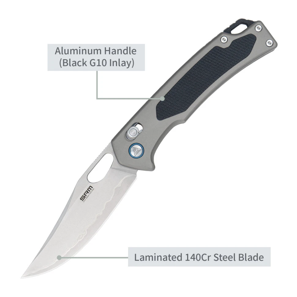 Ніж складаний туристичний SRM Retriever 9203-AK (9 см) 140Cr / G10 чорно-сірий — фото 9