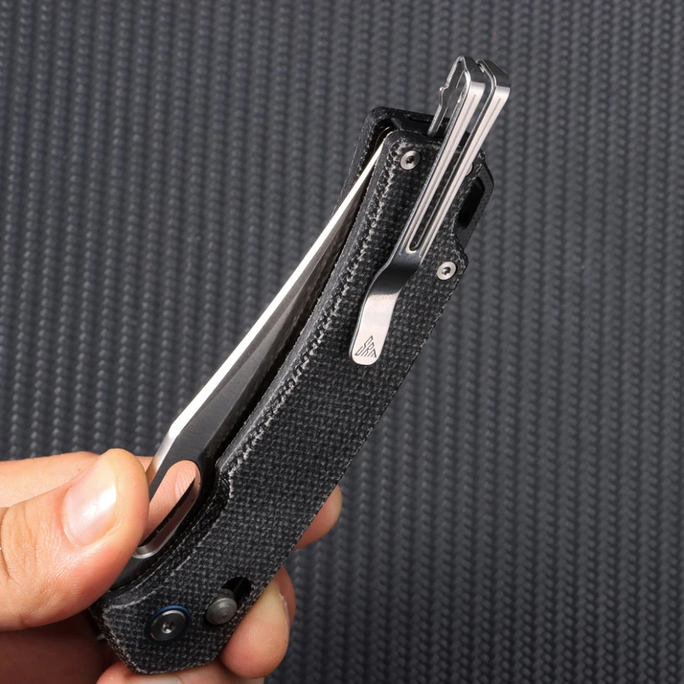 Ніж складаний туристичний SRM Retriever 9203-MB (9 см) 10Cr / Micarta чорний — фото 8