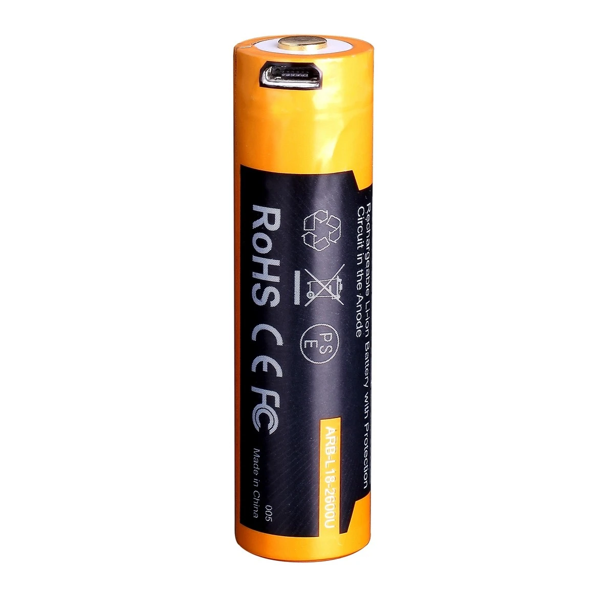 Акумулятор 18650 Fenix (2600 mAh) micro usb зарядка — фото 5