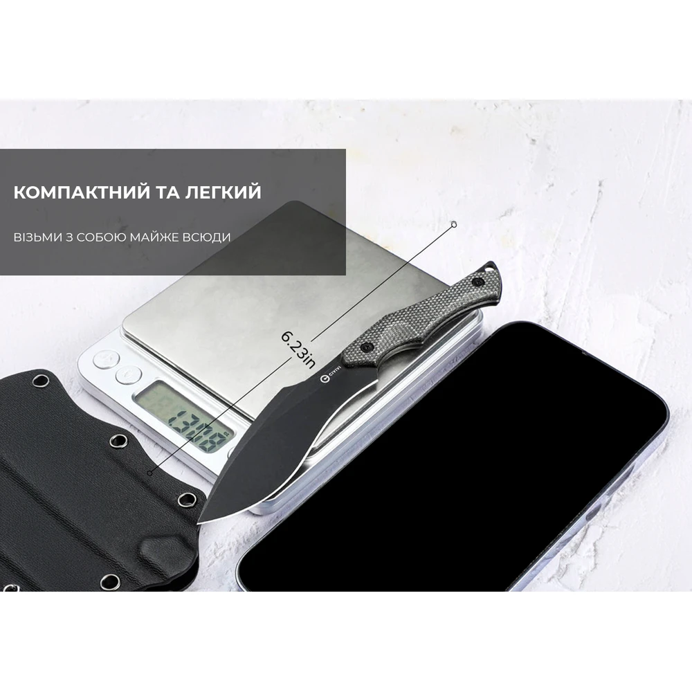 Ніж фіксований тактичний Civivi Vaquita II, (8.1 см) Nitro-V / Micarta чорний — фото 8