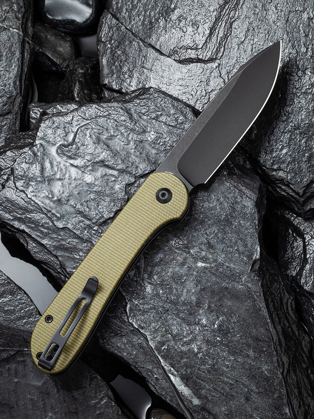 Ніж складаний туристичний Civivi Elementum Pocket, (8.9 см) 14C28N / Micarta оливковий — фото 2