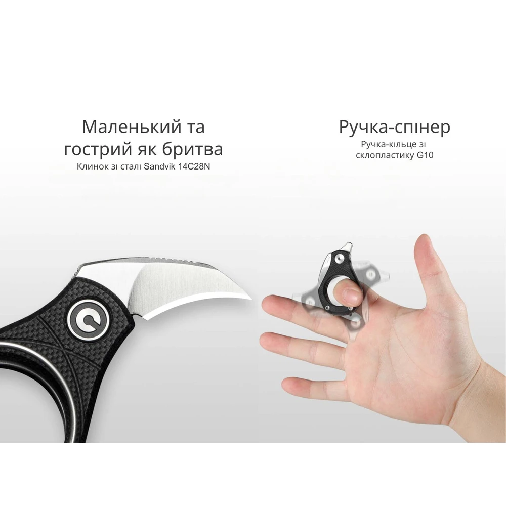 Ніж складаний кишеньковий Civivi Pyrus, (1.6 см) 14C28N / G10 чорний — фото 11