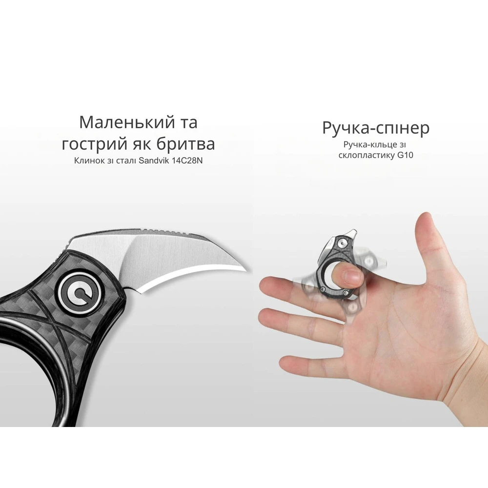 Ніж складаний кишеньковий Civivi Pyrus, (1.6 см) 14C28N / Carbon Fiber темно-сірий — фото 11