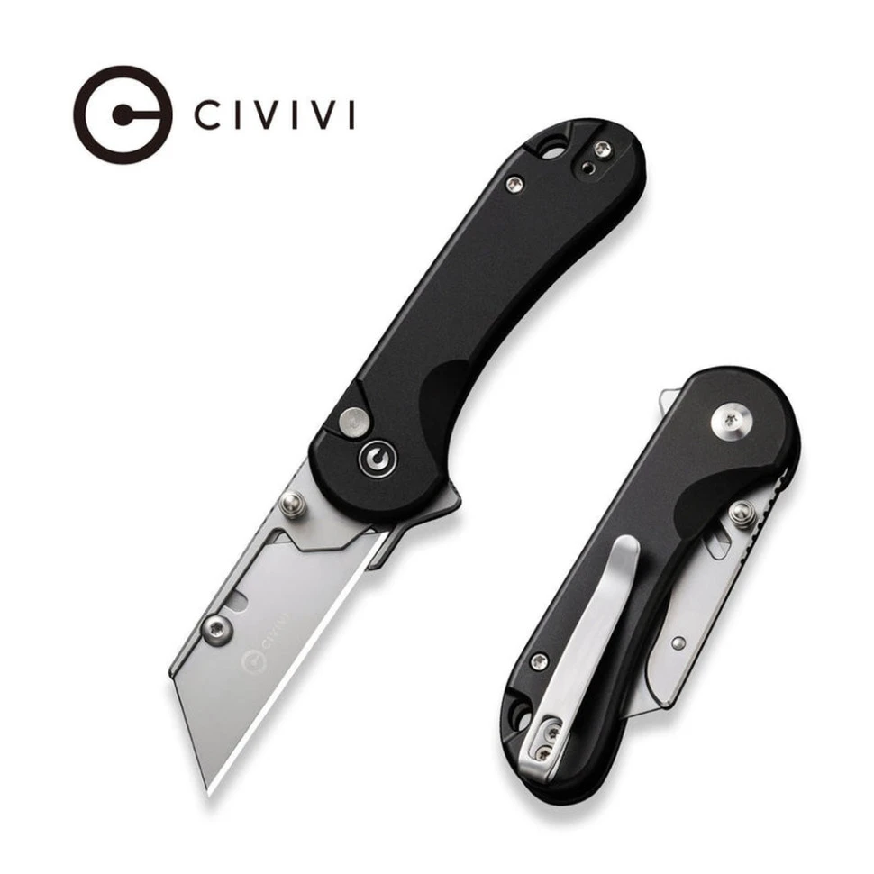 Ніж трапеція складаний кишеньковий Civivi Elementum Utility, (5.8 см) 6Cr13 / Aluminum чорний — фото 10