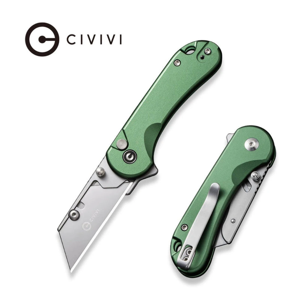 Ніж трапеція складаний кишеньковий Civivi Elementum Utility, (5.8 см) 6Cr13 / Aluminum зелений — фото 10
