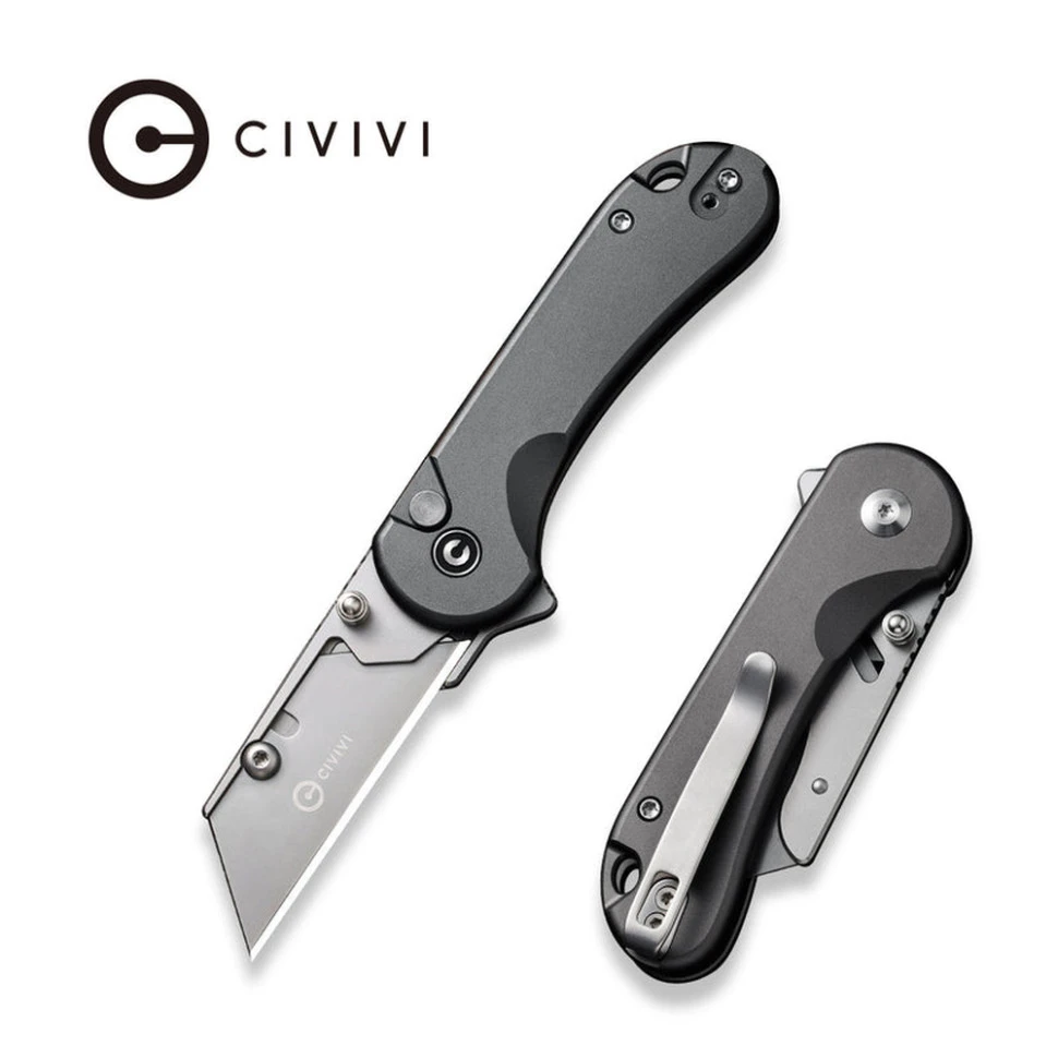 Ніж трапеція складаний кишеньковий Civivi Elementum Utility, (5.8 см) 6Cr13 / Aluminum сірий — фото 10